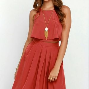 Lulus state of dreaming 2 piece RUST color